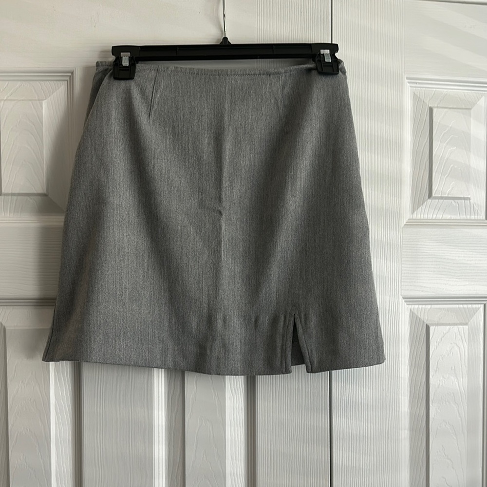Express Gray Pencil Mini Skirt with Slit